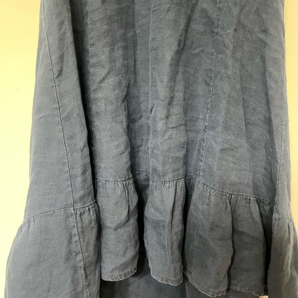 Terzo Millennio 100% Linen Made in Italy Dark Blue High-Low Dress - Picture 3 of 9